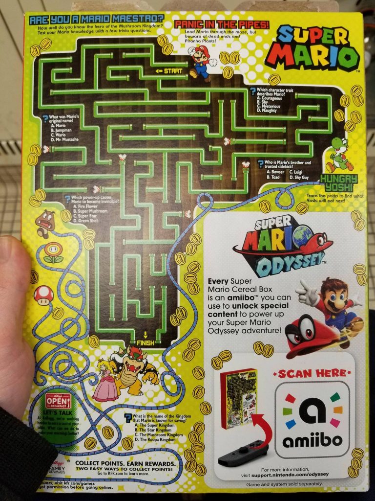 The back of the Mario cereal box - Imgur