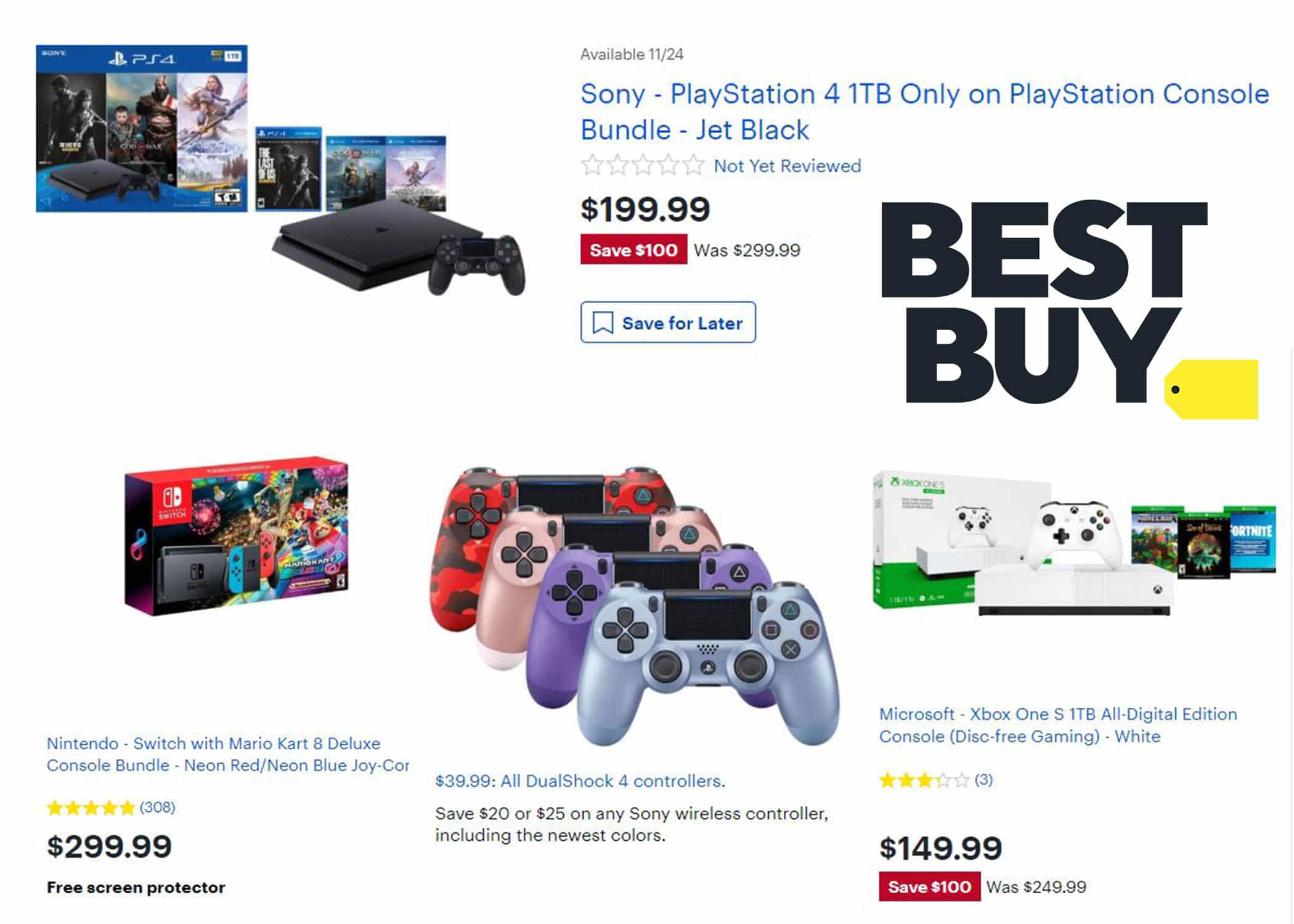 Best Buy Black Friday revela ofertas increíbles de PS4 bundle $199 Xbox One S bundle $149 y más